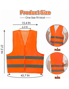 Paquete de 36 Chalecos de Seguridad Reflectantes Naranja 2