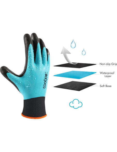 Guantes de Jardinería COOLJOB Impermeables Talla Grande 2 Pares