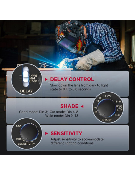 Casco de Soldadura ARCCAPTAIN Plegable con Oscurecimiento Automático