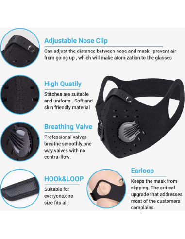 Máscara Facial PISIQI Reutilizable Ajustable para Deportes