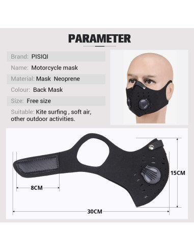 Máscara Facial PISIQI Reutilizable Ajustable para Deportes