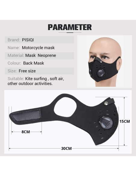 Máscara Facial PISIQI Reutilizable Ajustable para Deportes