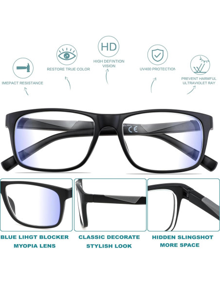 Gafas de Distancia Jcuangr con Bloqueo de Luz Azul - Negro