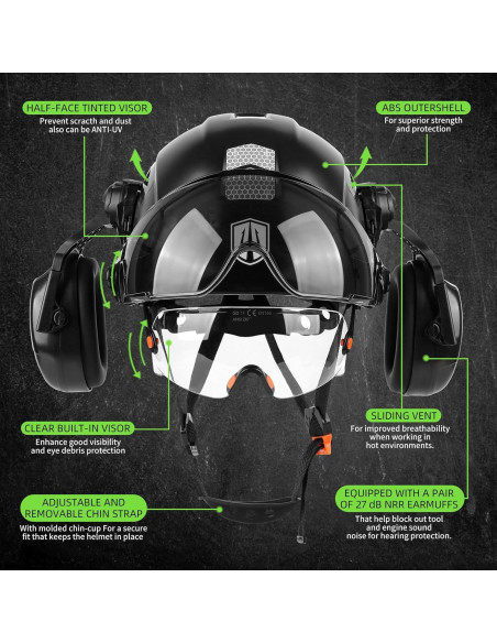 Casco de Seguridad GREEN DEVIL Mervex Vent con Visera y Audífonos