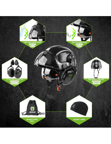 Casco de Seguridad GREEN DEVIL Mervex Vent con Visera y Audífonos
