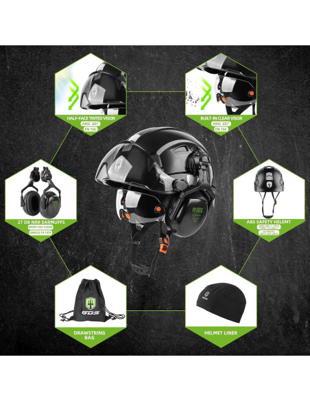 Casco de Seguridad GREEN DEVIL Mervex Vent con Visera y Audífonos