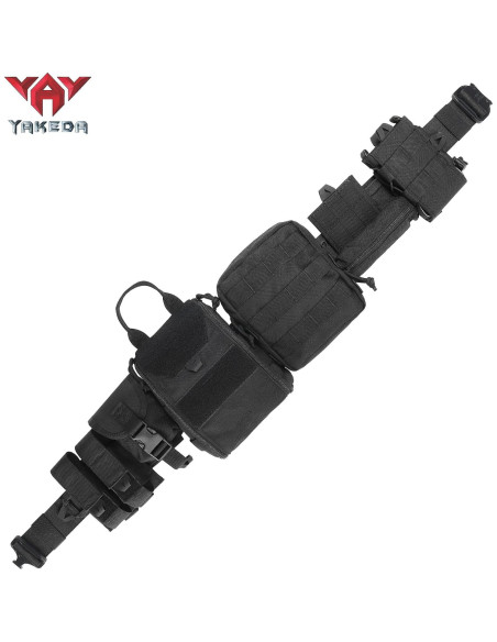 Cinturón Táctico YAKEDA Molle 8-en-1 Ajustable Negro