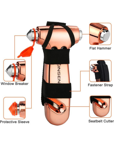Rompedor de Ventanas SINSEN Martillo de Seguridad 3-en-1