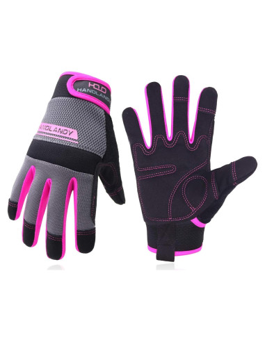 Guantes de Trabajo HLDD HANDLANDY Rosa Táctiles Medianos