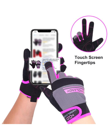 Guantes de Trabajo HLDD HANDLANDY Rosa Táctiles Medianos