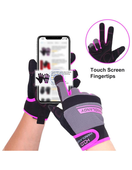 Guantes de Trabajo HLDD HANDLANDY Rosa Táctiles Medianos