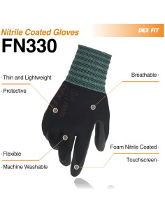 Guantes de Nitrilo DEX FIT FN330 Ajuste Elástico Negro L 2