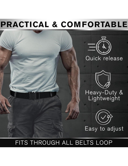 Cinturón Táctico TECEUM - Negro - Liberación Rápida - 76-91 cm