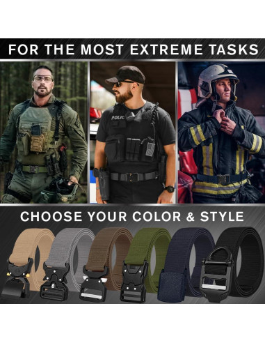 Cinturón Táctico TECEUM - Negro - Liberación Rápida - 76-91 cm