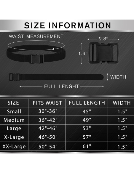 Cinturón Táctico TECEUM - Negro - Liberación Rápida - 76-91 cm