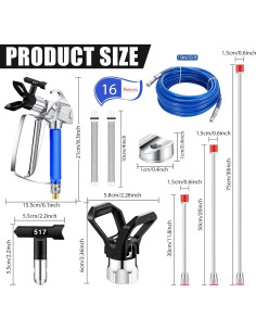 Kit de Pulverizador de Pintura Lounsweer 16 Piezas Negro 2