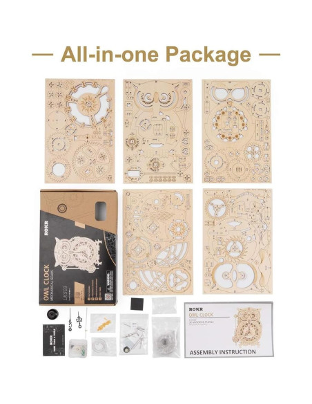Rompecabezas 3D ROKR Reloj Búho Mecánico DIY 161 Piezas Rompecabezas 3D ROKR Reloj Búho Mecánico DIY 161 Piezas
