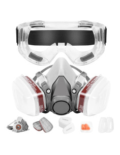 Máscara de respiración con filtros y gafas de seguridad