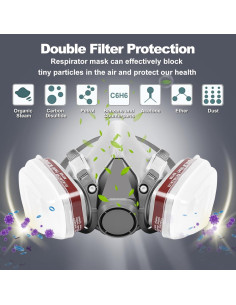 Máscara de respiración con filtros y gafas de seguridad 2