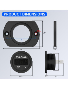 Medidor de Voltaje DaierTek 12V LED Verde para Batería 2
