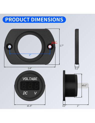 Medidor de Voltaje DaierTek 12V LED Verde para Batería
