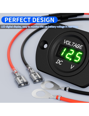 Medidor de Voltaje DaierTek 12V LED Verde para Batería