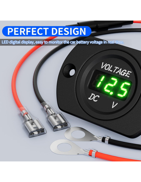 Medidor de Voltaje DaierTek 12V LED Verde para Batería