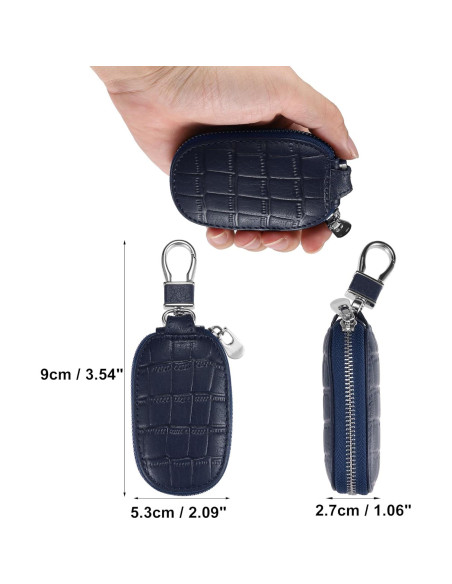 Funda Universal para Llave de Auto uxcell de Cuero Genuino Azul