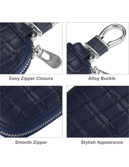 Funda Universal para Llave de Auto uxcell de Cuero Genuino Azul