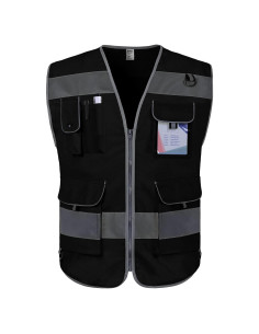 Chaleco de Seguridad TCCFCCT Unisex Grande 9 Bolsillos Reflectante