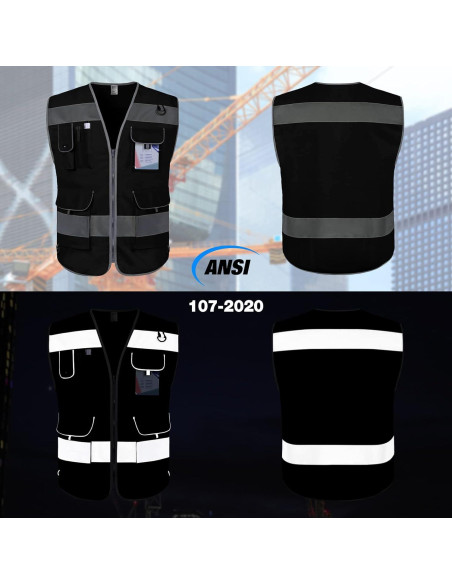 Chaleco de Seguridad TCCFCCT Unisex Grande 9 Bolsillos Reflectante