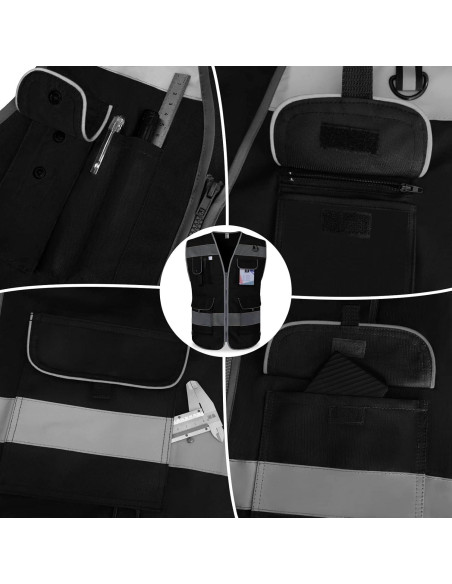 Chaleco de Seguridad TCCFCCT Unisex Grande 9 Bolsillos Reflectante