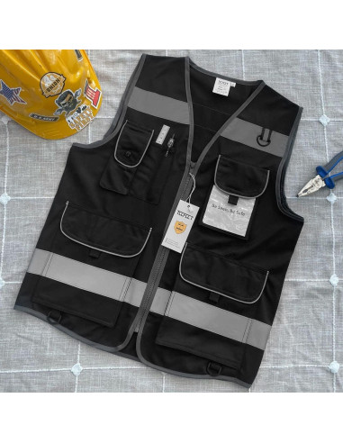 Chaleco de Seguridad TCCFCCT Unisex Grande 9 Bolsillos Reflectante