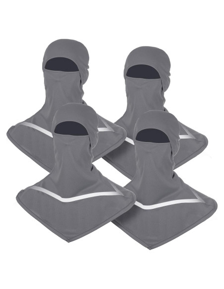 4 Pzs Balaclava UV Hombres Talla Única Gris con Reflectantes