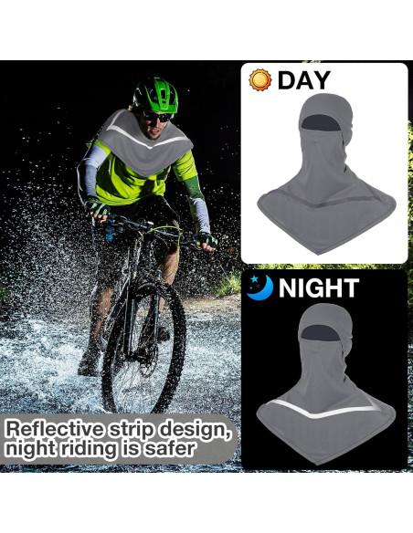 4 Pzs Balaclava UV Hombres Talla Única Gris con Reflectantes