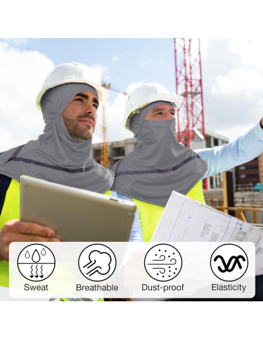 4 Pzs Balaclava UV Hombres Talla Única Gris con Reflectantes