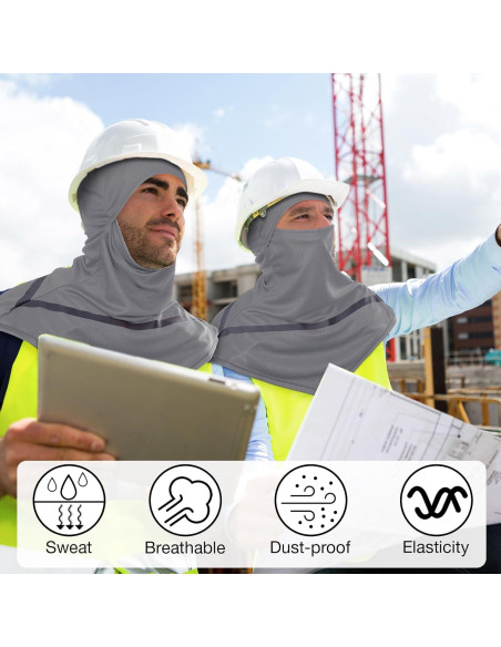 4 Pzs Balaclava UV Hombres Talla Única Gris con Reflectantes