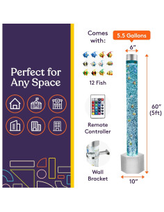 Tubo de Burbuja Sensorial LED 16 Colores con Peces - 152 cm 2