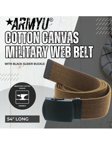 Cinturón Web Militar ARMYU 100% Algodón 137 cm Ajustable