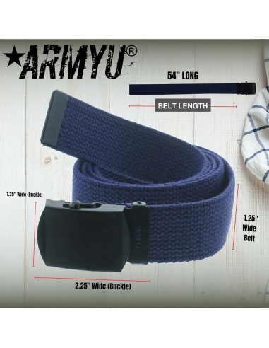 Cinturón Web Militar ARMYU 100% Algodón 137 cm Ajustable