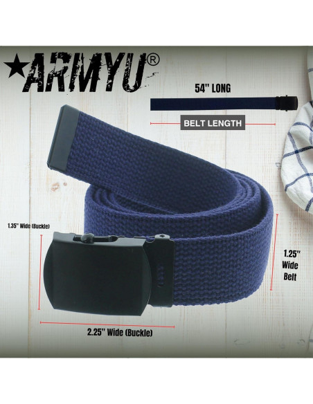 Cinturón Web Militar ARMYU 100% Algodón 137 cm Ajustable