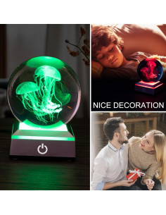 Lámpara de Bola de Cristal 3D DoYouzhuo8 Medusa 8 cm Colorida 2