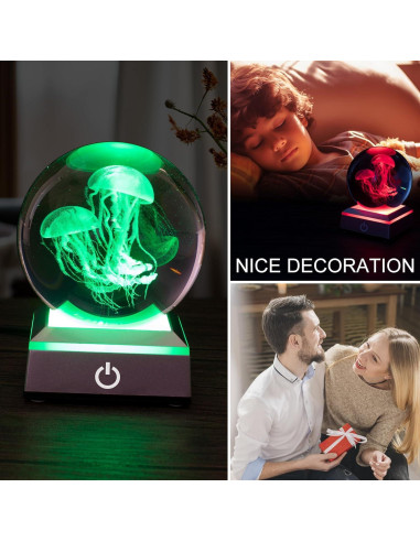 Lámpara de Bola de Cristal 3D DoYouzhuo8 Medusa 8 cm Colorida