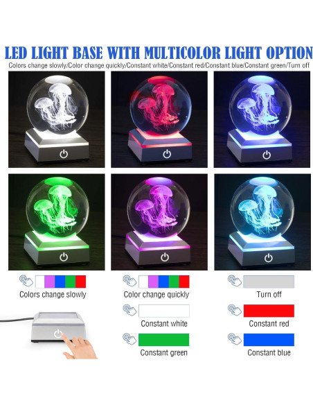 Lámpara de Bola de Cristal 3D DoYouzhuo8 Medusa 8 cm Colorida