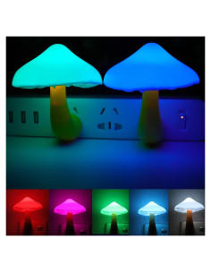 Luz Nocturna LED AUSAYE 2Pack Hongo Sensor 7 Colores