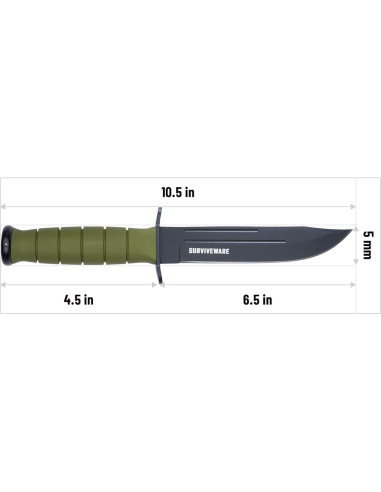 Cuchillo Táctico Surviveware 26.67 cm Hoja Acero Carbono