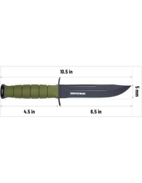 Cuchillo Táctico Surviveware 26.67 cm Hoja Acero Carbono Cuchillo Táctico Surviveware 26.67 cm Hoja Acero Carbono
