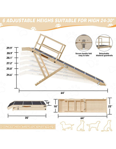Rampa Plegable para Perros TOCRETOARE 162.56 cm Antideslizante