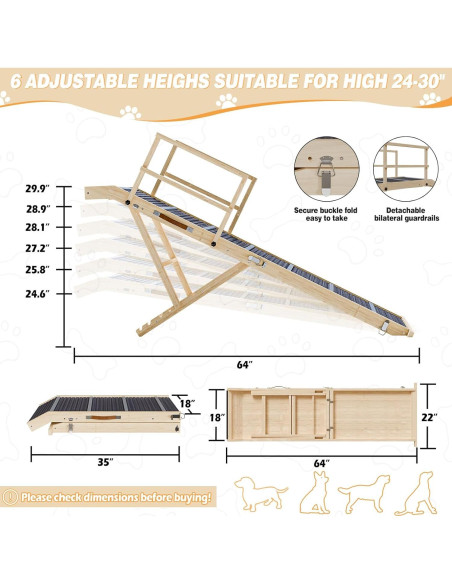 Rampa Plegable para Perros TOCRETOARE 162.56 cm Antideslizante