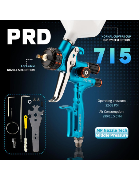 Pistola de Pintura Automotriz PORPHIS PRD-715 1.4mm
